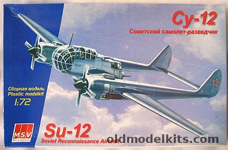 MSV 1/72 Su-12 Twin Engine Reconnaissance Aircraft, 72001 plastic model kit